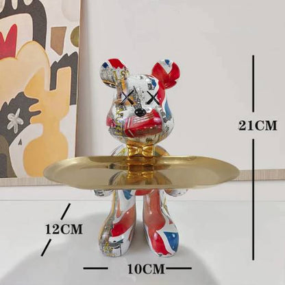 Exotic Resin Bear Statue Tray